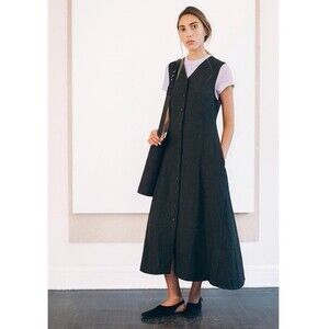 Pari Desai Pavla Linen Flared Midi Dress Shadow Size Large